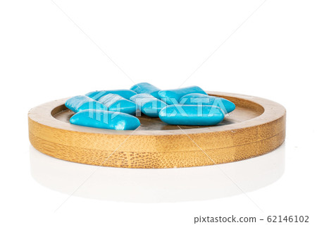 Blue chewing gum isolated on white 62146102