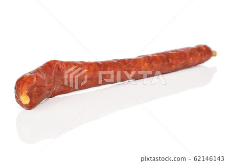 Smoked spicy sausage isolated on white 62146143