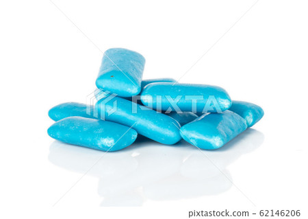 Blue chewing gum isolated on white 62146206