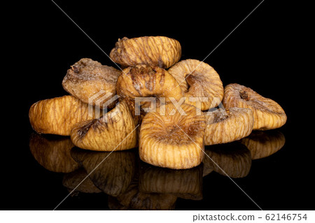 Dried fig fruit isolated on black glass 62146754