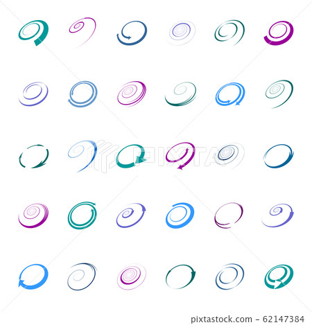 Design elements set. 30 spiral icons. 62147384
