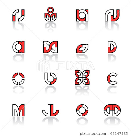 Design elements set. Abstract red, black and white 62147385