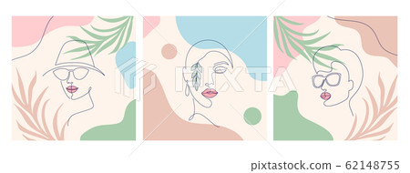 women faces and leaves women faces and leaves 62148755
