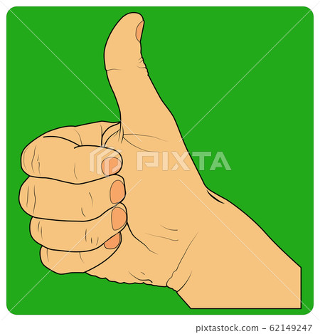 Gesture, hand shows cool on green background 62149247