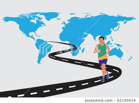 running man with world map - Stock Illustration [62149434] - PIXTA
