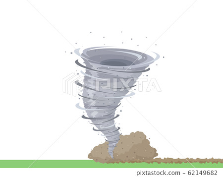 Illustration of a tornado advancing through the meadow Illustration of a tornado advancing through the meadow 62149682