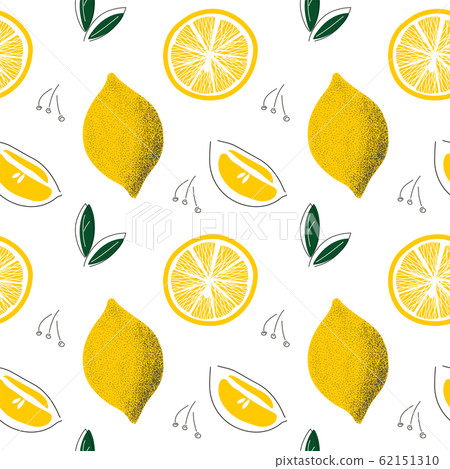 Seamless pattern with lemons and leaves 62151310