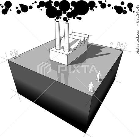 Industrial building or factory polluting air from its smokestacks Industrial building or factory polluting air from its smokestacks 62154145