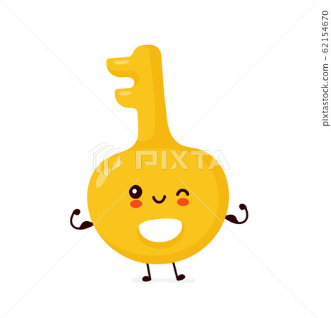 Cute happy strong gold key show muscle 62154670