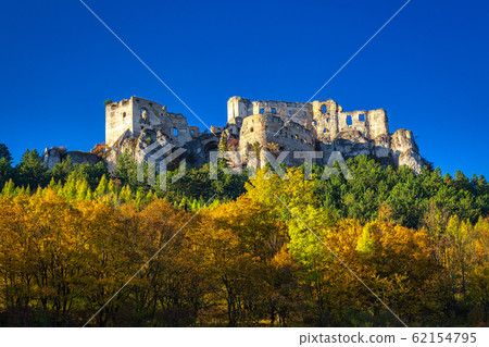 The medieval castle Lietava in autumn season. 62154795