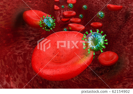 Coronavirus with genome rna and blood cells Coronavirus with genome rna and blood cells 62154902