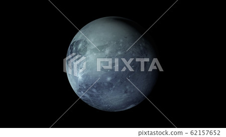 Computer generated rotation of the planet Pluto in cosmic stellar space. 3d rendering of an abstract background. Elements of this image are provided by NASA 62157652