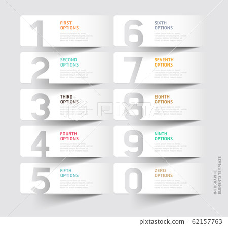 Number paper cut template. Vector illustrations. 62157763