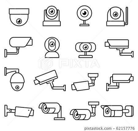 cctv camera line icons set. cctv camera line icons set. 62157776