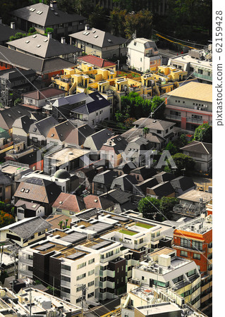 東京市中心的獨立屋聚集的住宅區鳥瞰圖 62159428