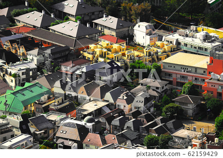 東京市中心的獨立屋聚集的住宅區鳥瞰圖 62159429