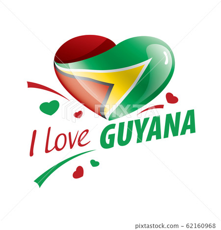 National flag of the Guyana in the shape of a heart and the inscription I love Guyana. Vector illustration National flag of the Guyana in the shape of a heart and the inscription I love Guyana. Vector illustration 62160968