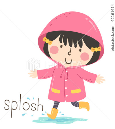 Kid Girl Rain Onomatopoeia Sound Splosh - Stock Illustration [62161614 ...