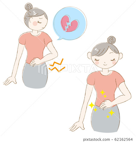 Woman abdominal pain mental stress improvement... - Stock Illustration ...