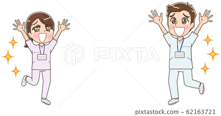 可愛的護士護士白大褂男人和女人插圖漫畫動漫 62163721