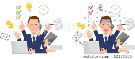 Businessman multitasking set - Stock Illustration [62165190] - PIXTA