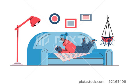 Woman enjoying reading and home leisure, sketch vector illustration isolated. Woman enjoying reading and home leisure, sketch vector illustration isolated. 62165406