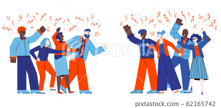 Groups of conflicting people quarrelling sketch vector illustration isolated. 62165742