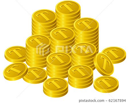 Stacked T coins 62167894