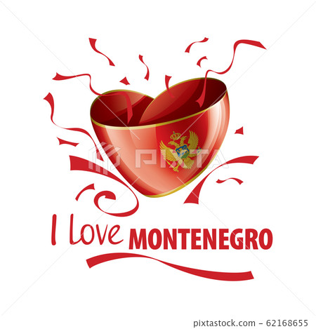 National flag of the Montenegro in the shape of a heart and the inscription I love Montenegro. Vector illustration National flag of the Montenegro in the shape of a heart and the inscription I love Montenegro. Vector illustration 62168655