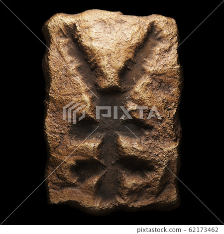 Rocky symbol yen. Font of stone isolated on black background. 3d Rocky symbol yen. Font of stone isolated on black background. 3d 62173462