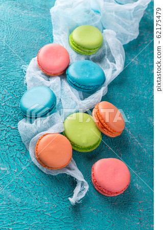Cake macaron or macaroon, colorful almond cookies. Cake macaron or macaroon, colorful almond cookies. 62175479