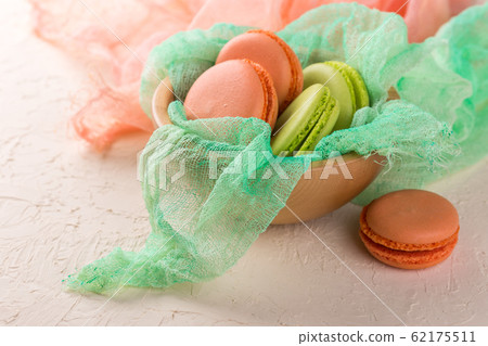 Cake macaron or macaroon, colorful almond cookies. 62175511