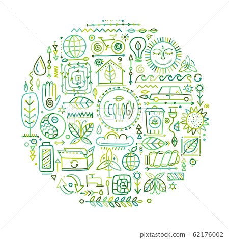 Ecology icons set. Global environment and 62176002