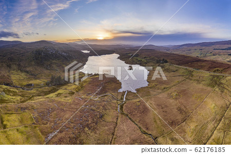 Aerial view of Lough EA between Ballybofey and Glenties in Donegal - Ireland Aerial view of Lough EA between Ballybofey and Glenties in Donegal - Ireland 62176185