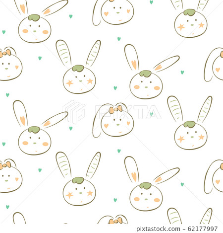 Seamless pattern with cute white doodle bunnies. - Stock Illustration ...