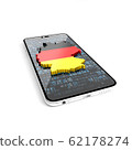 Map of Germany on the phone. Guide to Germany. How to get to Germany. 3D illustration. 62178274
