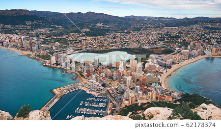 Aerial view from above Calpe cityscape 62178374