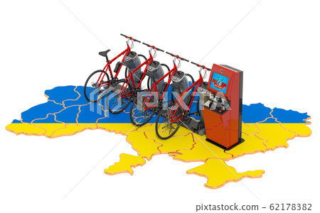 Bicycle sharing system in Ukraine concept Bicycle sharing system in Ukraine concept 62178382