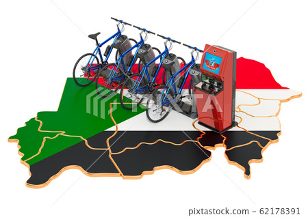 Bicycle sharing system in Sudan concept Bicycle sharing system in Sudan concept 62178391