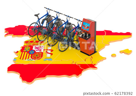 Bicycle sharing system in Spain concept 62178392