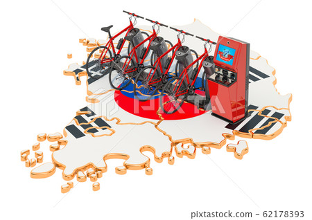 Bicycle sharing system in South Korea concept Bicycle sharing system in South Korea concept 62178393