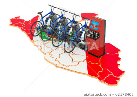Bicycle sharing system in Peru concept Bicycle sharing system in Peru concept 62178405