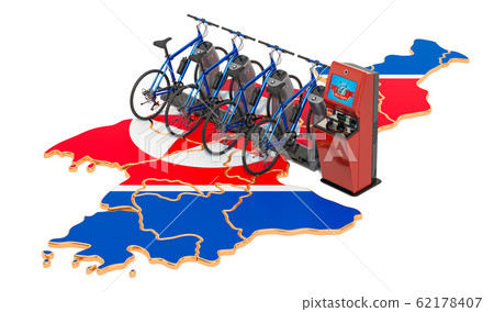 Bicycle sharing system in North Korea concept Bicycle sharing system in North Korea concept 62178407