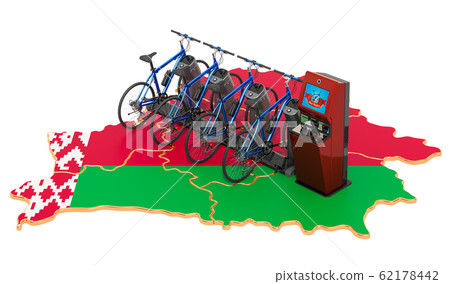 Bicycle sharing system in Belarus concept Bicycle sharing system in Belarus concept 62178442
