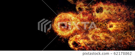 Abstract fireballs flying at tremendous speed Abstract fireballs flying at tremendous speed 62178862
