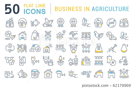 Set Vector Line Icons of Business in Agriculture 62178909