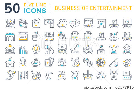 Set Vector Line Icons of Entertainment Business 62178910