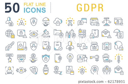 Set Vector Line Icons of GDPR Set Vector Line Icons of GDPR 62178931