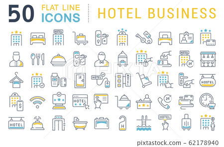 Set Vector Line Icons of Hotel Business Set Vector Line Icons of Hotel Business 62178940