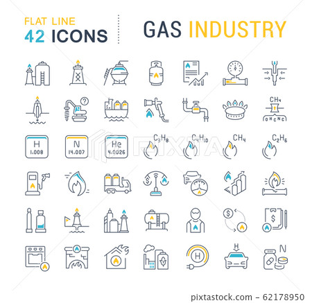 Set Vector Line Icons of Gas Industry Set Vector Line Icons of Gas Industry 62178950